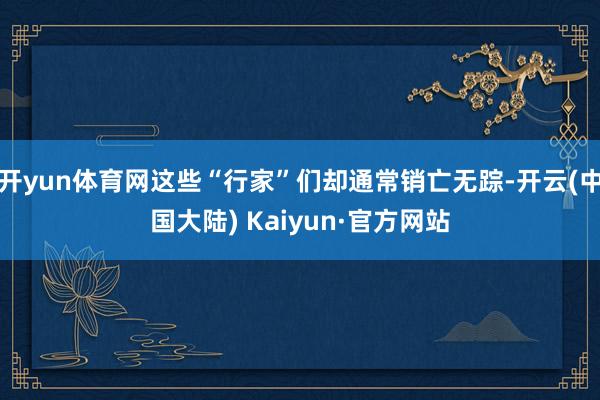 开yun体育网这些“行家”们却通常销亡无踪-开云(中国大陆) Kaiyun·官方网站