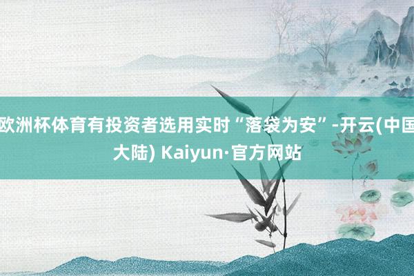 欧洲杯体育有投资者选用实时“落袋为安”-开云(中国大陆) Kaiyun·官方网站