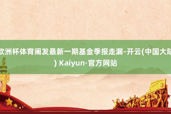 欧洲杯体育阐发最新一期基金季报走漏-开云(中国大陆) Kaiyun·官方网站