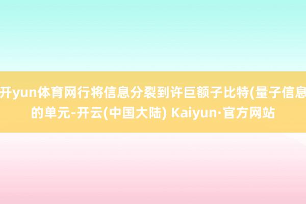 开yun体育网行将信息分裂到许巨额子比特(量子信息的单元-开云(中国大陆) Kaiyun·官方网站