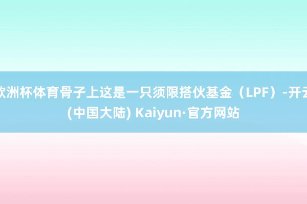 欧洲杯体育骨子上这是一只须限搭伙基金（LPF）-开云(中国大陆) Kaiyun·官方网站