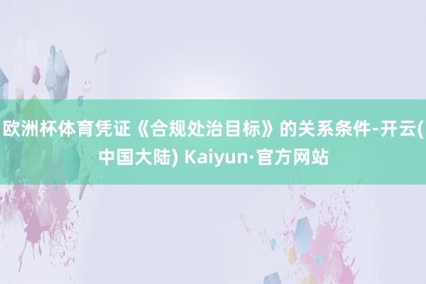 欧洲杯体育　　凭证《合规处治目标》的关系条件-开云(中国大陆) Kaiyun·官方网站